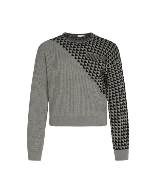 Versace Gray Round-Neck Knitwear for men