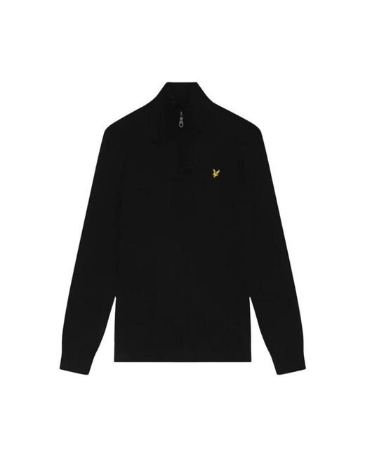 Lyle & Scott Truien & Vesten ,Zwart ,Katoen Cotton Merino 1/4 Zip Jumper in het Black voor heren
