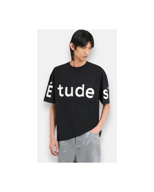 Etudes Studio Tops ,Zwart ,Katoen Relax Big T-Shirt Zwart in het Black voor heren
