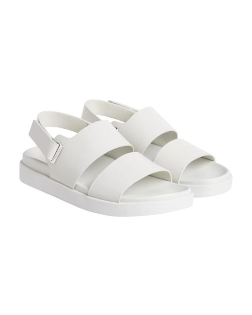 Calvin Klein White Flat Sandals