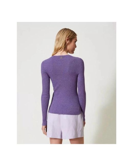 Twin Set Purple V-neck knitwear