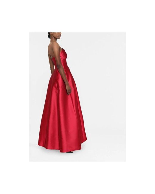 Alberta Ferretti Rode Strapless Boogdetail A-Lijn Jurk in het Red