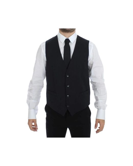 Dolce & Gabbana Black Waistcoats for men