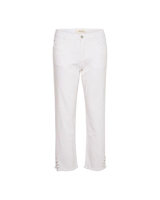 Jeans tobilleros - pantalones coco fit Cream de color White
