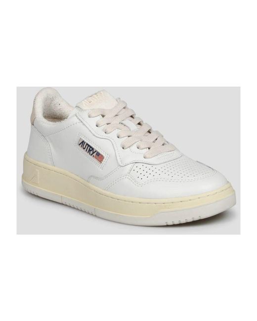 Autry White Leder low sneakers mit wildleder details