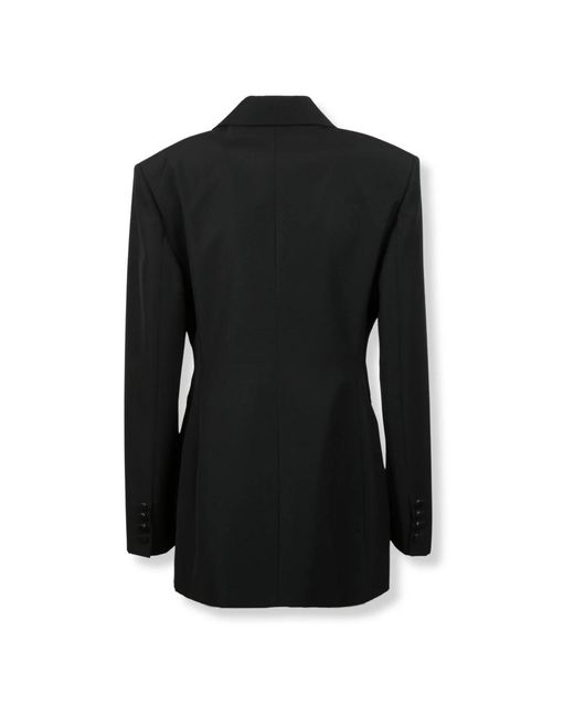 Blumarine Jassen ,Zwart ,Wol Wollen Jas Met Lasergesneden Borduursel En Strasssteentjes in het Black