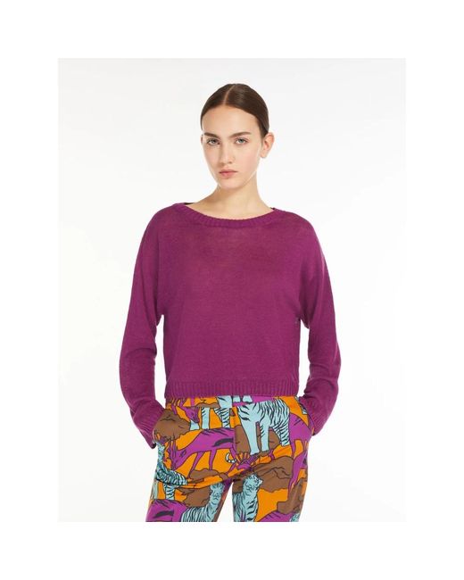 Weekend by Maxmara Purple Round-Neck Knitwear