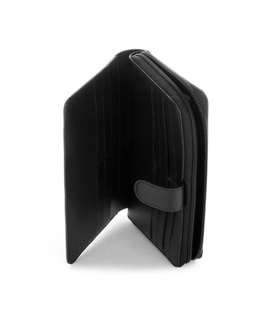 Lancaster Accessoires ,Zwart ,Leer Smooth Schoudertas Met Drukknoopsluiting in het Black