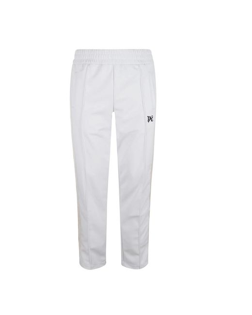 Monogram-embroidered track pants di Palm Angels in White