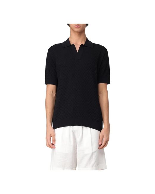 V-Neck Knitwear Paolo Pecora de hombre de color Black