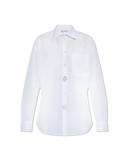 Marni Overhemden ,Wit ,Katoen Katoenen Shirt in het White