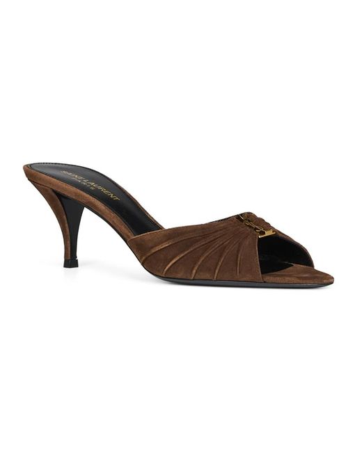 Saint Laurent Brown Heeled Mules