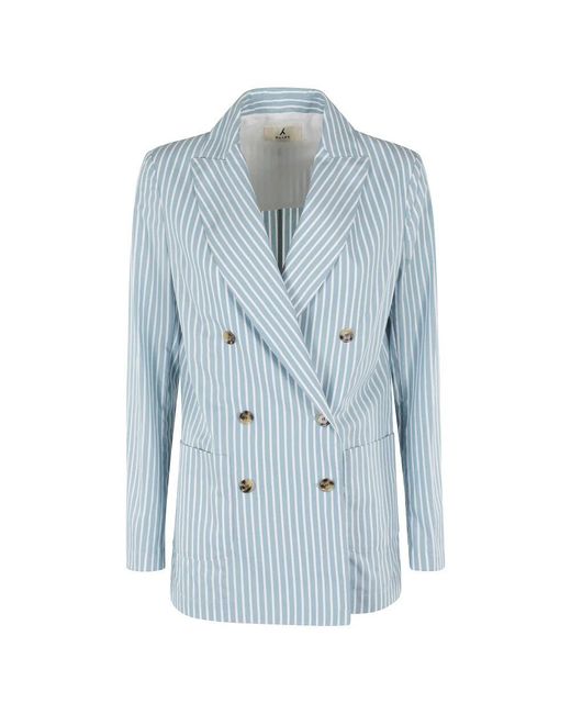 Myths Blue Türkis-Weißer Gestreifter Blazer