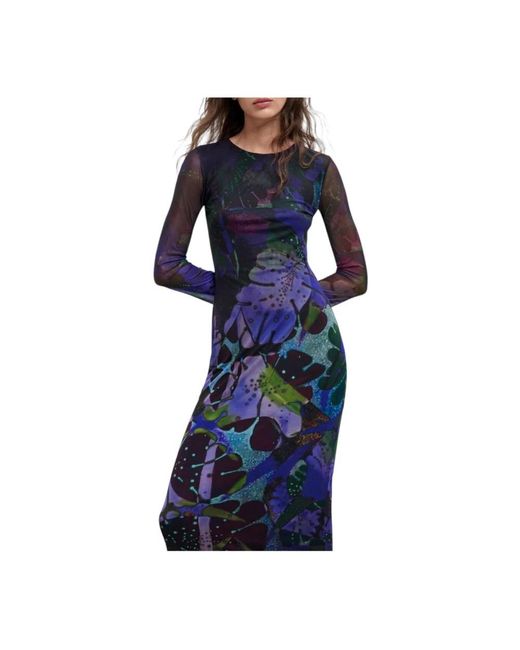 Desigual Leafs Lacroix Jurk in het Blue