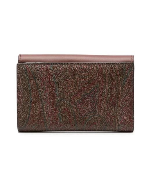 Etro Brown Paisley-Print Leather Wallet