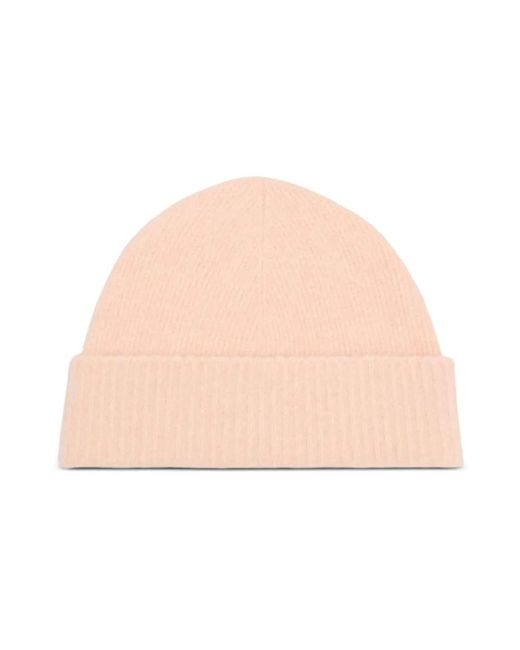 AMI Accessoires ,Roze ,Wol Adc Beanie Muts in het Natural