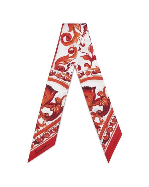 Dolce & Gabbana Red Silky Scarves