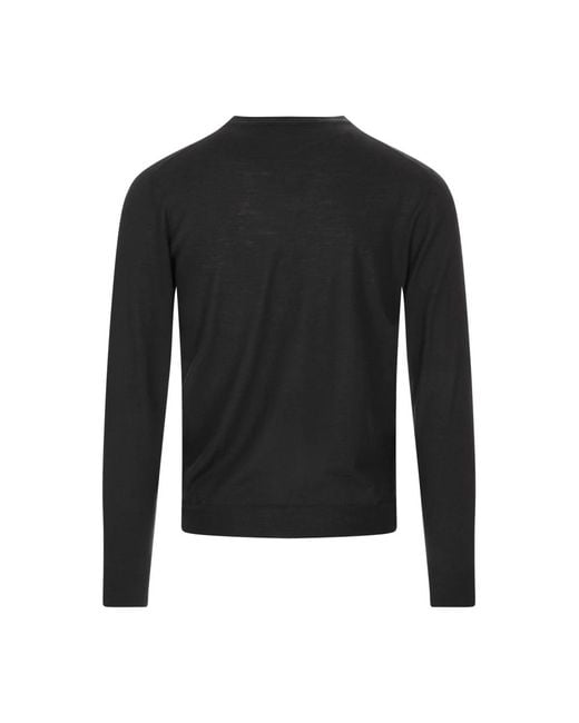 Fedeli Schwarzer Wollpullover in Black für Herren