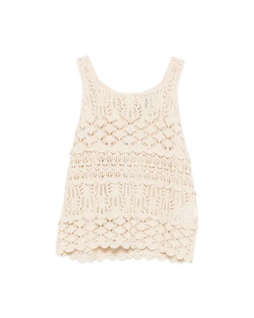 Semicouture Natural Sleeveless Tops