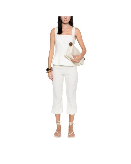 Faithfull The Brand White Cropped Trousers