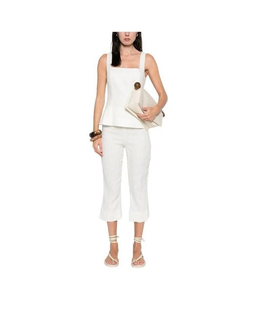 Faithfull The Brand White Cropped Trousers