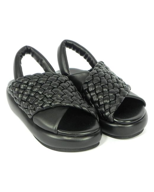 Strategia Black Flat Sandals