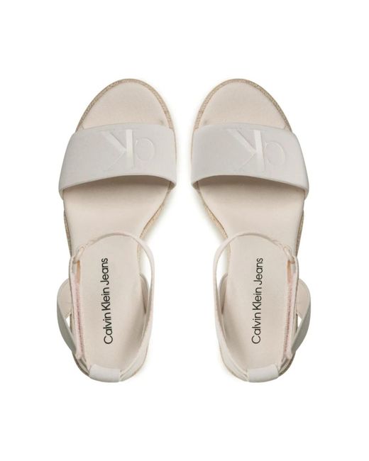 Calvin Klein Natural Bunte leder espadrilles sandalen