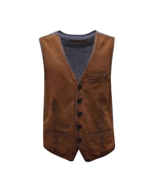 The Jack Leathers Jassen ,Bruin ,Linnen Lorry Gilet in het Brown voor heren