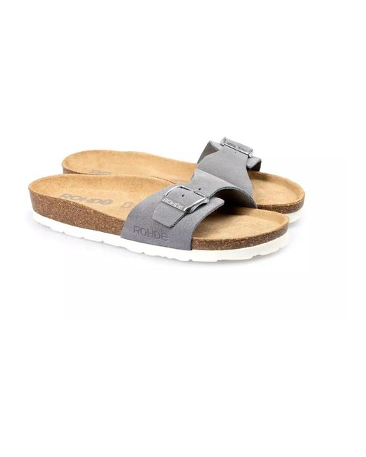 Rohde Schoenen ,Grijs ,Suède Grijze Suède Muil Sandaal in het White