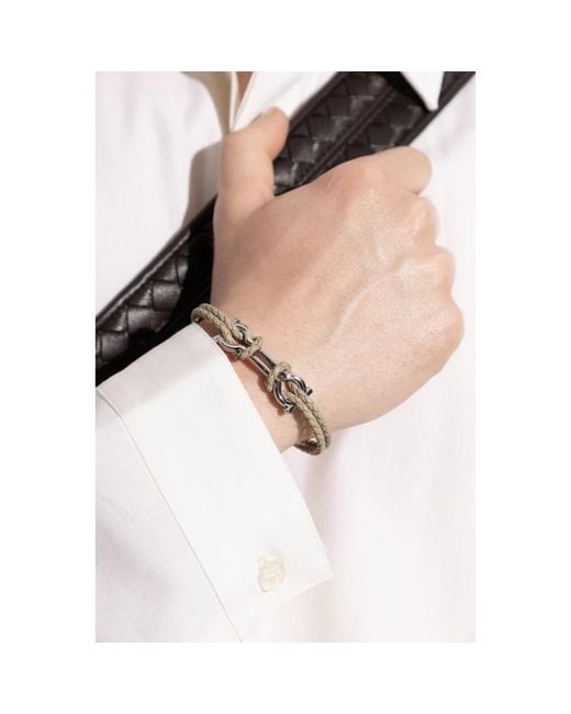 Ferragamo Accessoires ,Leer Gan Scoob Armband in het Metallic voor heren