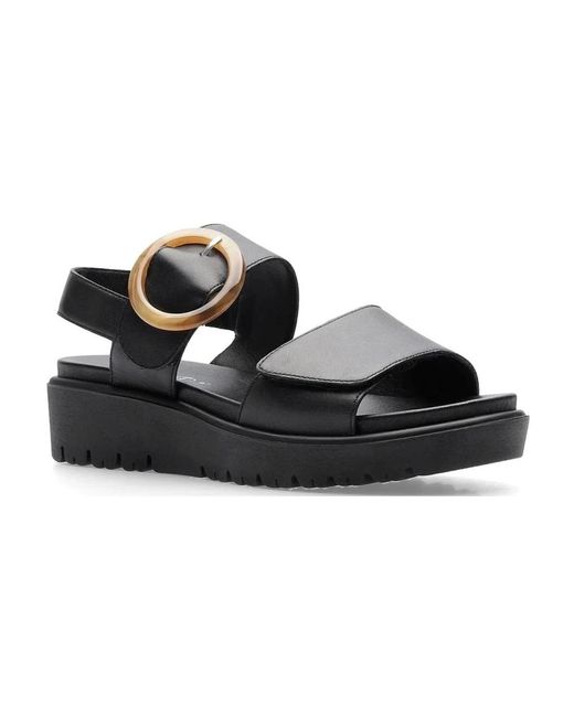Ara Black Flat Sandals