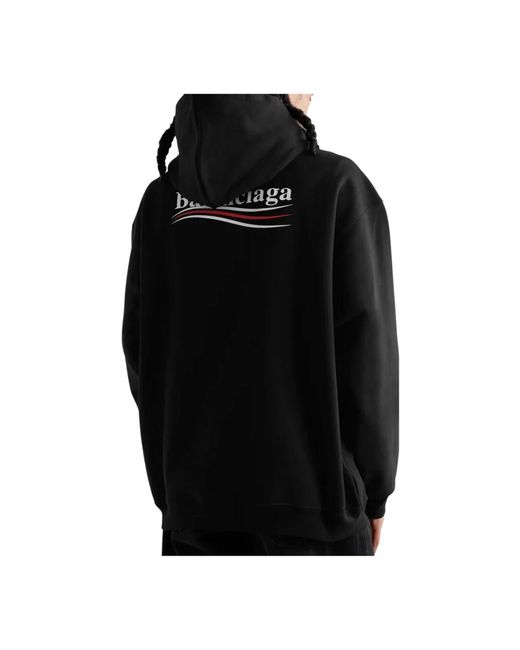 Balenciaga Oversized Logo Print Baumwollhoodie in Black für Herren