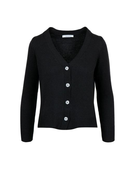 Gran Sasso Truien & Vesten ,Zwart ,Wol Geribbelde Cardigan Met V-Hals in het Black