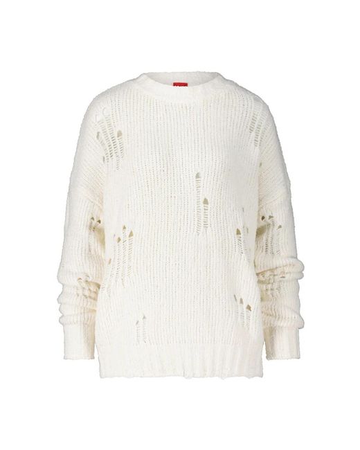 Boss White Round-Neck Knitwear