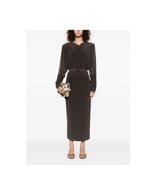 Norma Kamali Black Seitenschlitz v-ausschnitt kleid