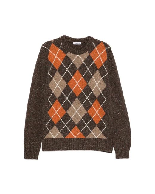 Kangra Brown Round-Neck Knitwear for men