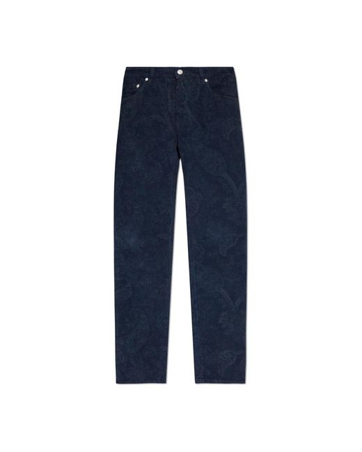 Etro Blue Straight Trousers for men