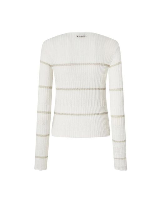 Pinko White Weiße pullover mit logo-patch