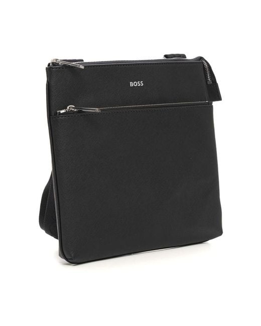 HUGO Schoudertas Van Imitatieleer Met Rits in het Black voor heren
