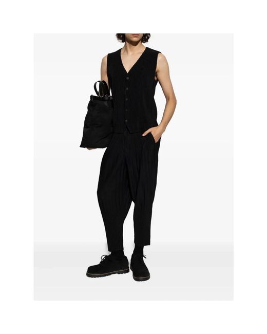 Issey Miyake Black Straight Trousers for men