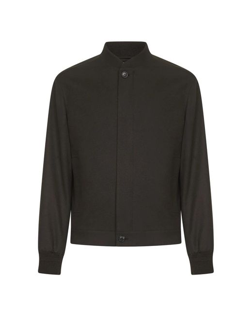 Zegna Bruine Cashmere Bomberjas Met Leren Details in het Black voor heren