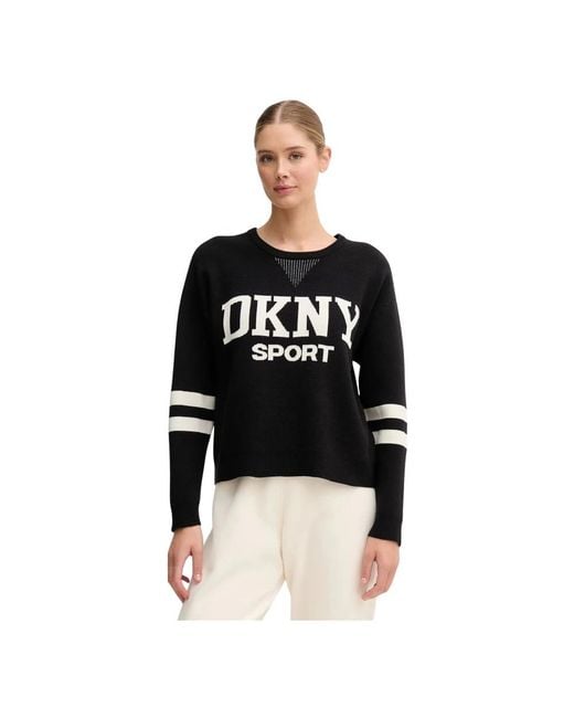 DKNY Logo Gebreide Pullover in het Black
