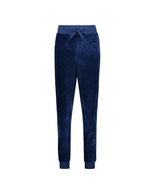 Moschino Blue Samt Kordelzug Taille Logo Hose