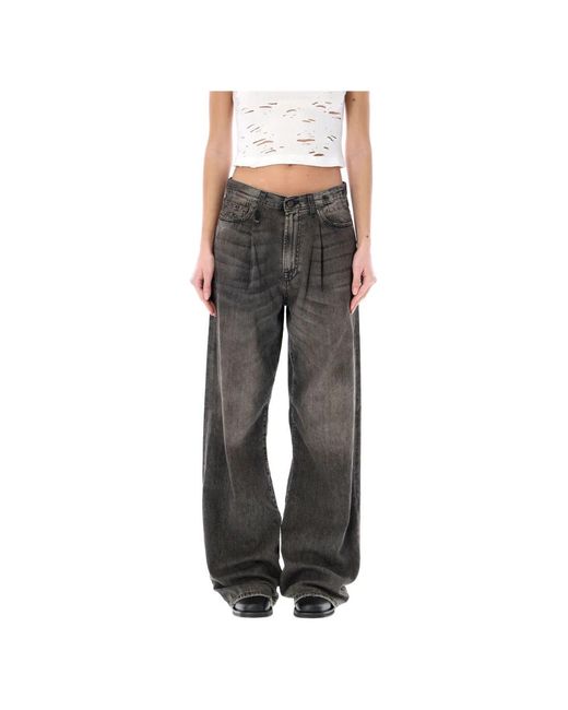 R13 Gray Wide Jeans