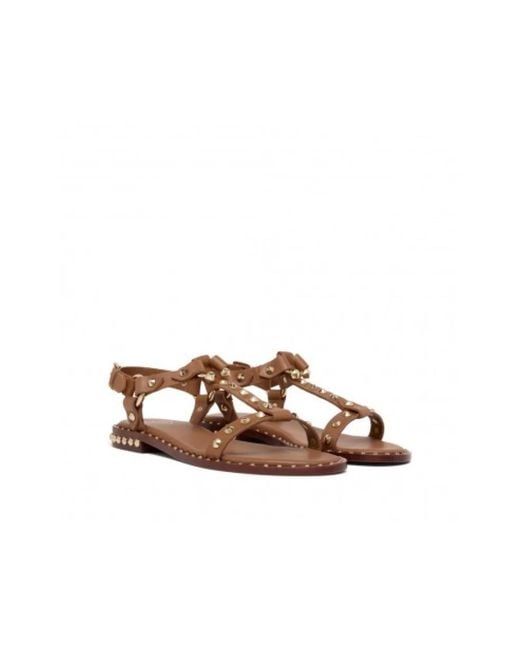 Ash Brown Flat Sandals