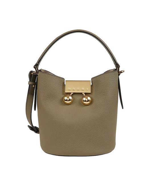 Marni Green Rechteckige Lederschultertasche