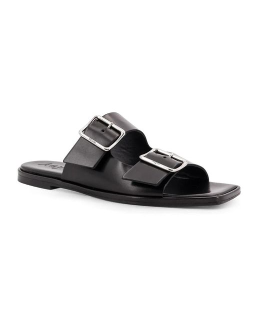 Aeyde Schoenen ,Bruin ,Leer Bruine Leren Sandalen Vierkante Neus in het Black