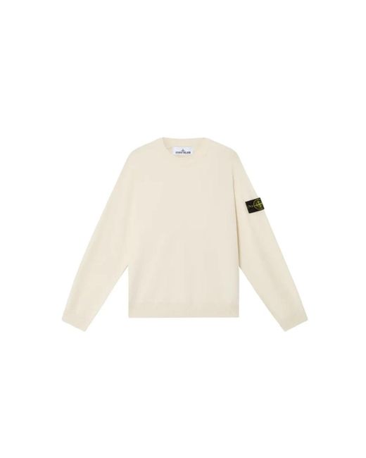 Stone Island White Round-Neck Knitwear for men