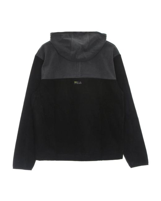 Fila Hoodies & Sweatvesten ,Veelkleurig ,Polyester Zwarte Fleece Half Zip Hoodie in het Black voor heren