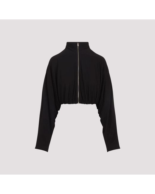 Alaïa Hoodies & Sweatvesten ,Zwart ,Leer Draped Matte Jersey Jacket in het Black